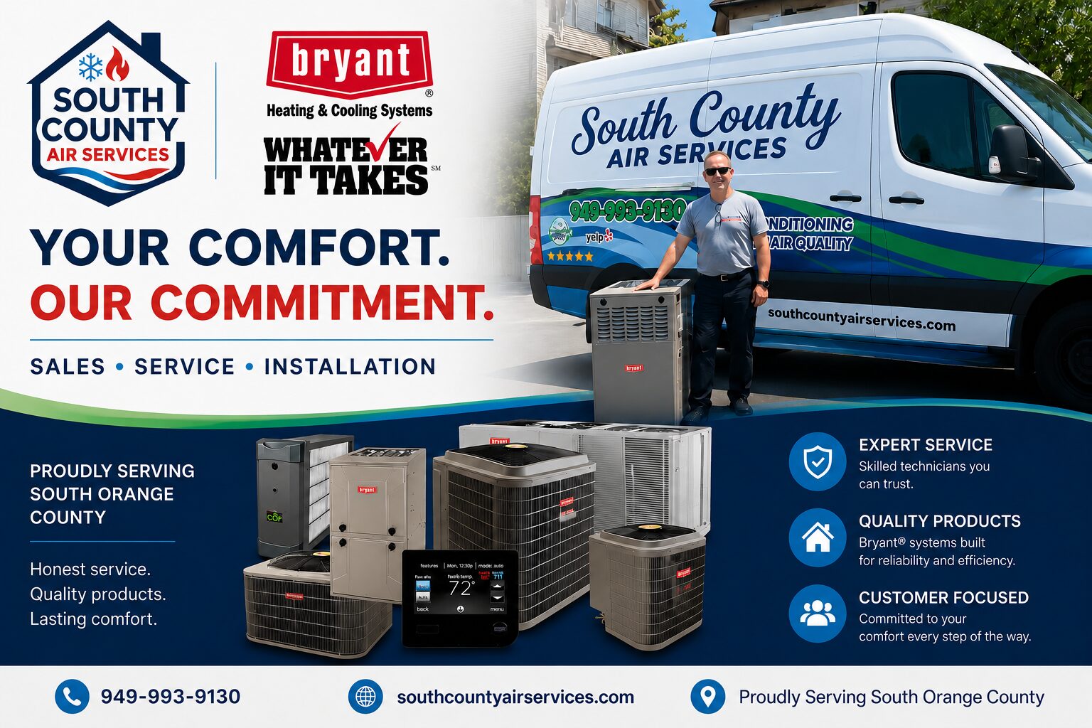 South County Air Services — Bryant heating and cooling, serving South Orange County. Sales, service and installation.