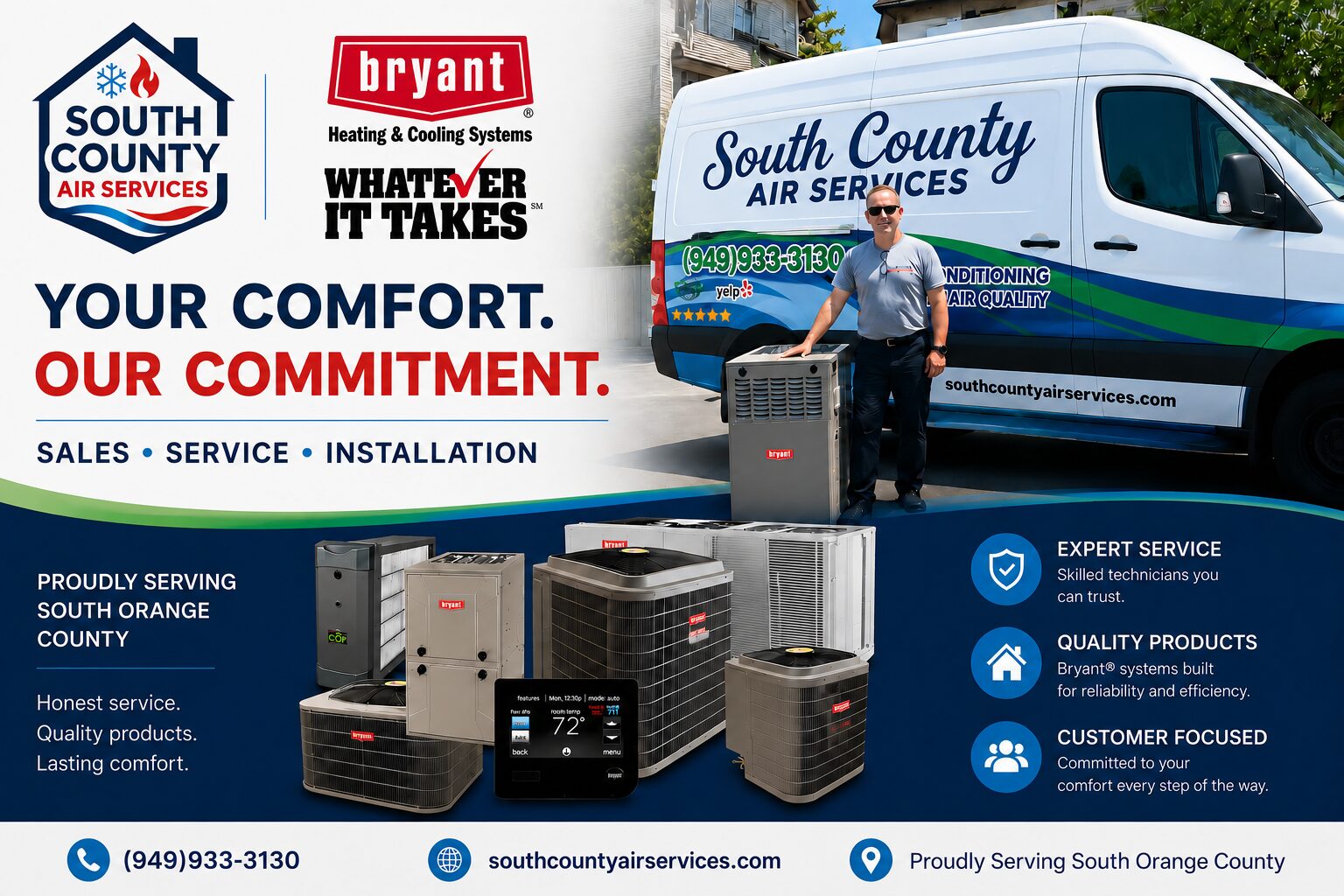 South County Air Services — Bryant heating and cooling, serving South Orange County. Sales, service and installation.